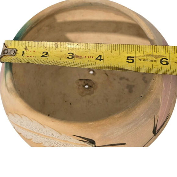 Vintage Pottery SW Bowl Navajo Signed LIttle Violet Feathers Pink Black White - Picture 8 of 8